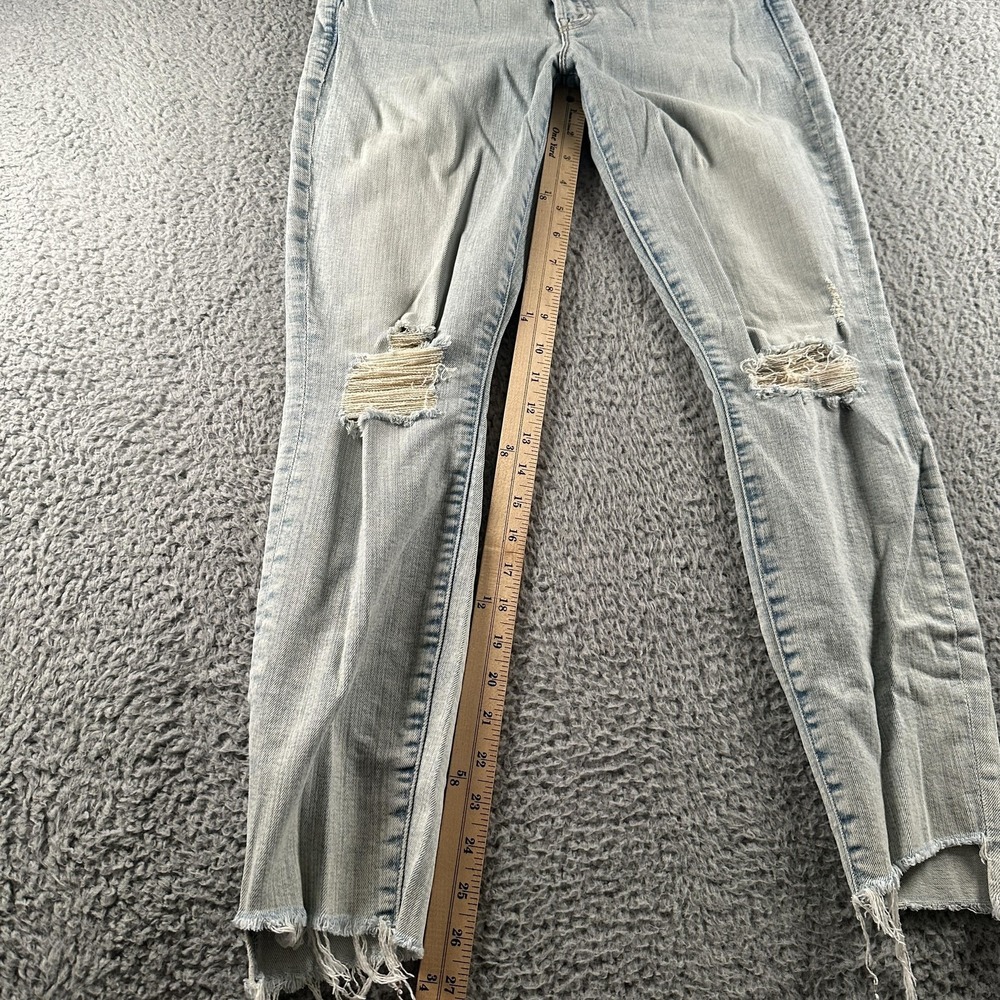 Mother Stunner Zip Ankle Step Fray Jeans Womens 28 Blue Mid Rise Distressed USA - Picture 8 of 15